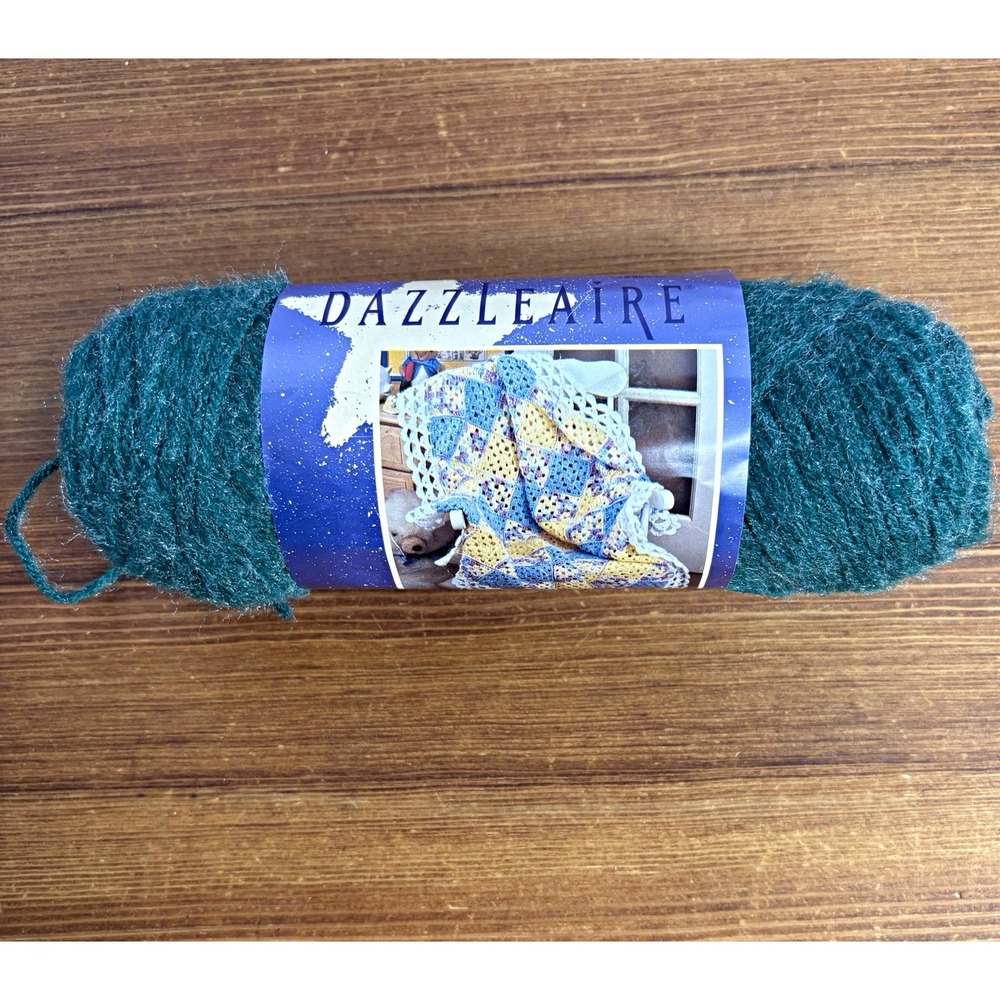 Caron Dazzleaire Worsted Weight Yarn Skein DK Heather Green Acrylic/Nylon 3oz